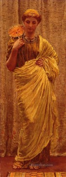 アルバート・ジョセフ・ムーア Painting - 金色のファンの女性像 アルバート・ジョセフ・ムーア